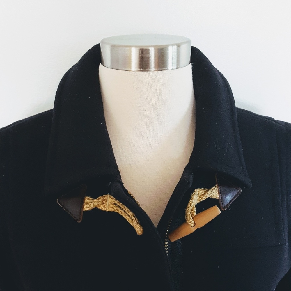 J. Crew | Black Melton Wool Toggle Coat - Sz 4 - Picture 6 of 8